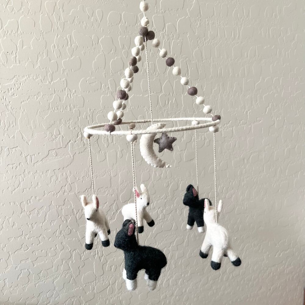 Pehr Classic Sheep‎ Mobile Black White Gray Baby Crib Nursery Decor NWT